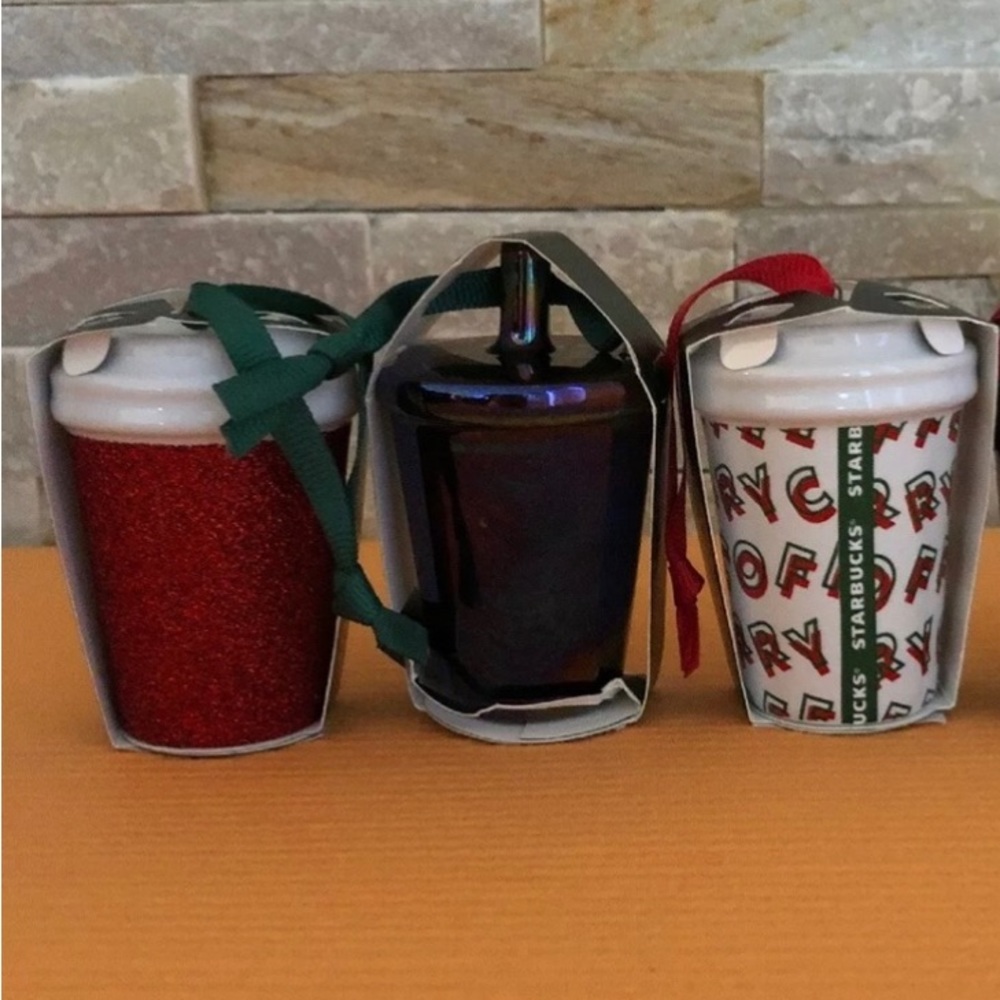 🔥🎄Set of 3 Starbucks Christmas Ornaments New🎄